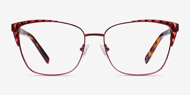 Signora Red Acetate-metalEyeglass Frames from EyeBuyDirect, Front View