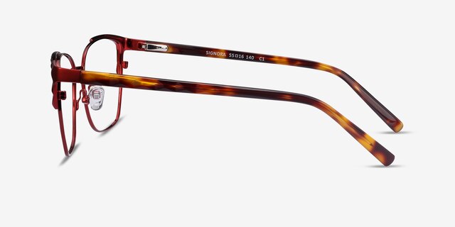 Signora Red Acetate-metalEyeglass Frames from EyeBuyDirect, Side View