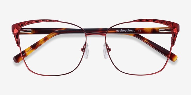 Signora Red Acetate-metalEyeglass Frames from EyeBuyDirect, Closed View
