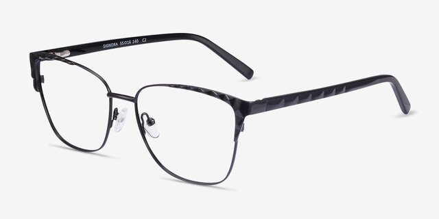 Signora Black Acetate-metalEyeglass Frames from EyeBuyDirect, Angle View