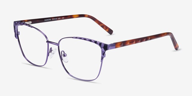 Signora Purple Acetate-metalEyeglass Frames from EyeBuyDirect, Angle View