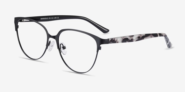 Marigold Black & Leopard Acetate-metalEyeglass Frames from EyeBuyDirect, Angle View