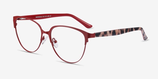 Marigold Red & Leopard Acetate-metalEyeglass Frames from EyeBuyDirect, Angle View