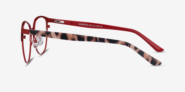Marigold Red & Leopard Acetate-metalEyeglass Frames from EyeBuyDirect, Side View