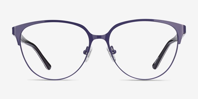 Marigold Purple & Leopard Acetate-metalEyeglass Frames from EyeBuyDirect, Front View