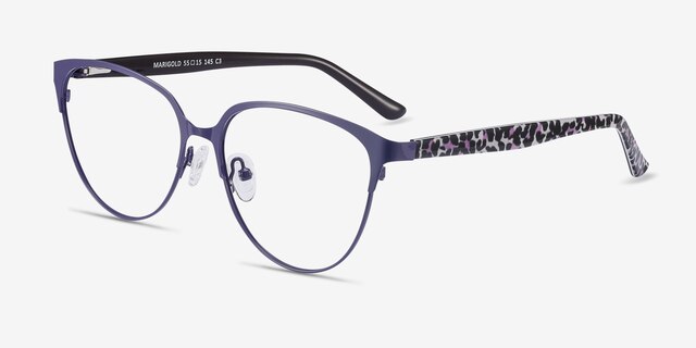 Marigold Purple & Leopard Acetate-metalEyeglass Frames from EyeBuyDirect, Angle View