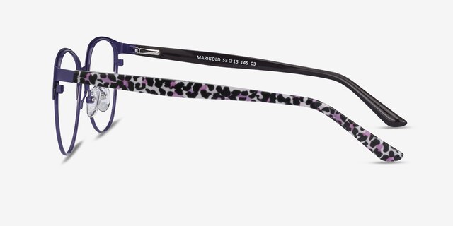 Marigold Purple & Leopard Acetate-metalEyeglass Frames from EyeBuyDirect, Side View