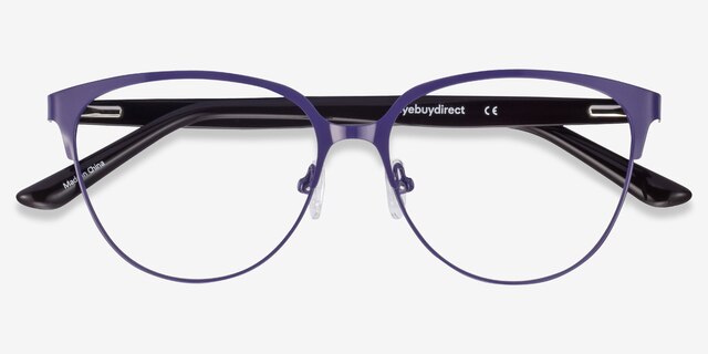 Marigold Purple & Leopard Acetate-metalEyeglass Frames from EyeBuyDirect, Closed View