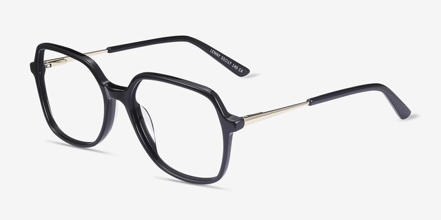 Lenny Black Acetate-metalEyeglass Frames from EyeBuyDirect, Angle View