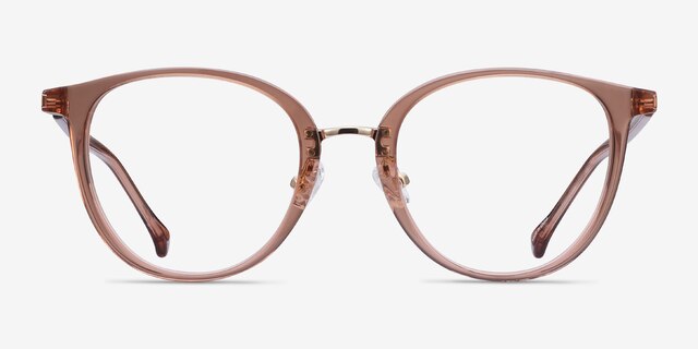 Shelby Clear Brown Acetate-metalEyeglass Frames from EyeBuyDirect, Front View