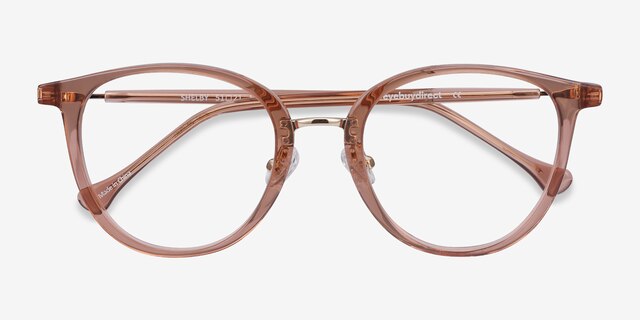 Shelby Clear Brown Acetate-metalEyeglass Frames from EyeBuyDirect, Closed View