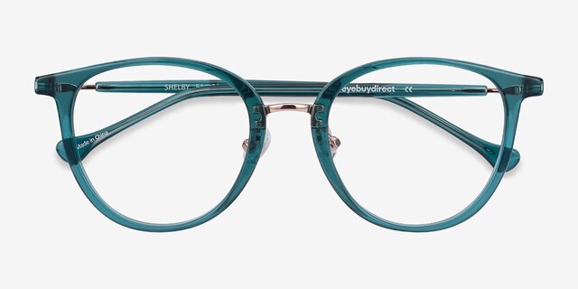 Shelby Teal Acetate-metalEyeglass Frames from EyeBuyDirect, Closed View