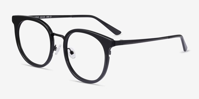 Murphy Black Acetate-metalEyeglass Frames from EyeBuyDirect, Angle View