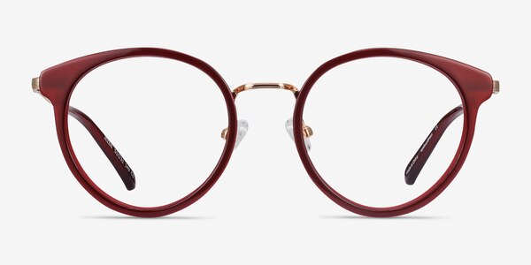Jezzie Burgundy & Gold Acetate-metal Eyeglass Frames