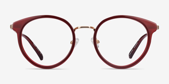 Jezzie Burgundy & Gold Acetate-metal Montures de lunettes de vue d'EyeBuyDirect