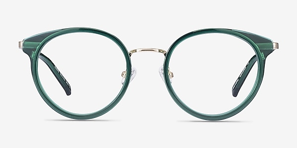 Jezzie Emerald Green & Gold Acetate-metal Eyeglass Frames