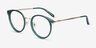 Jezzie Emerald Green & Gold Acetate-metalEyeglass Frames from EyeBuyDirect, Angle View