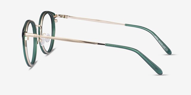 Jezzie Emerald Green & Gold Acetate-metalEyeglass Frames from EyeBuyDirect, Side View