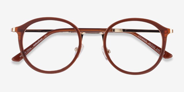 Colman Coffee Acetate-metalEyeglass Frames from EyeBuyDirect, Closed View
