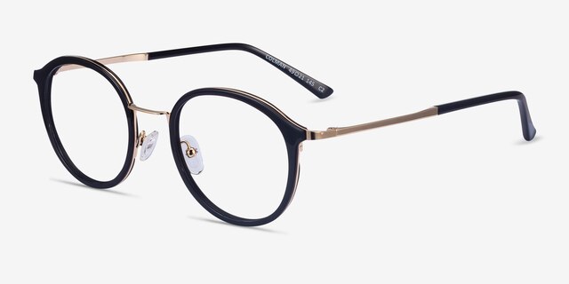 Colman Black Acetate-metalEyeglass Frames from EyeBuyDirect, Angle View