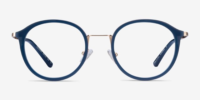 Colman Navy Acetate-metalEyeglass Frames from EyeBuyDirect, Front View
