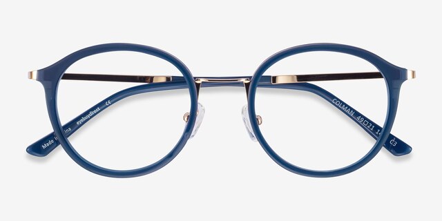 Colman Navy Acetate-metalEyeglass Frames from EyeBuyDirect, Closed View
