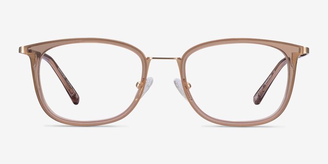 Barnaby Clear Brown Acetate-metalEyeglass Frames from EyeBuyDirect, Front View