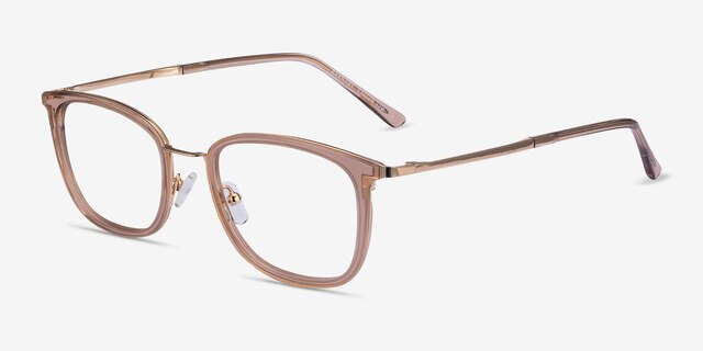 Barnaby Clear Brown Acetate-metalEyeglass Frames from EyeBuyDirect, Angle View