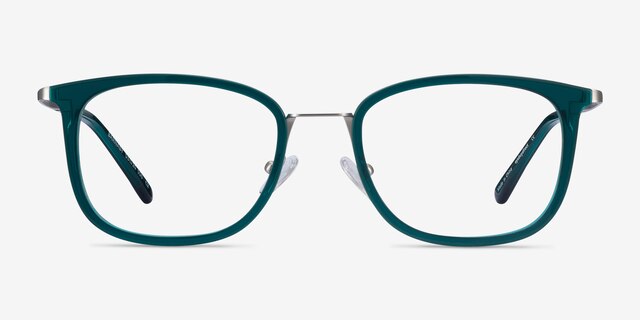 Barnaby Teal Acetate-metalMontures de lunettes de vue d'EyeBuyDirect, Vue de Face