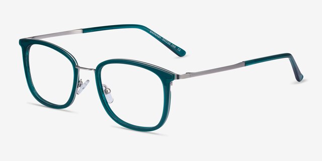 Barnaby Teal Acetate-metalMontures de lunettes de vue d'EyeBuyDirect, Vue d'Angle