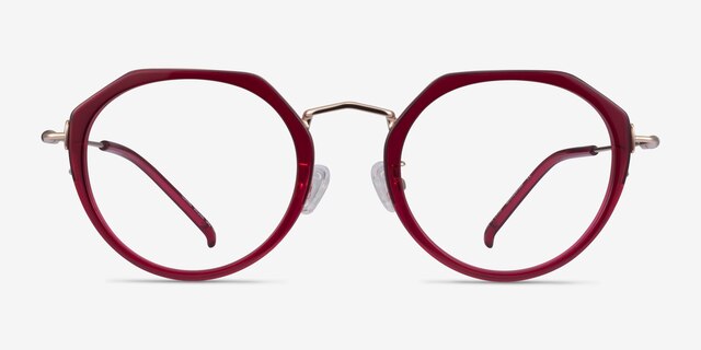 Claire Raspberry  Gold AcetateEyeglass Frames from EyeBuyDirect, Front View