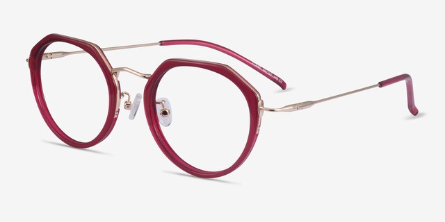 Claire Raspberry  Gold AcetateEyeglass Frames from EyeBuyDirect, Angle View