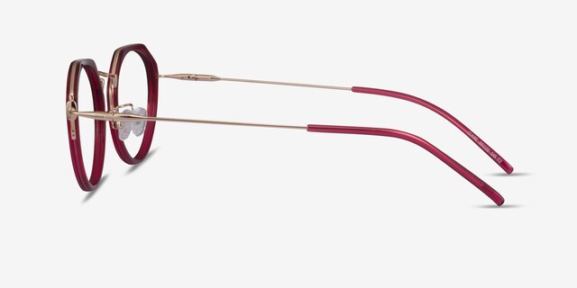 Claire Raspberry  Gold AcetateEyeglass Frames from EyeBuyDirect, Side View