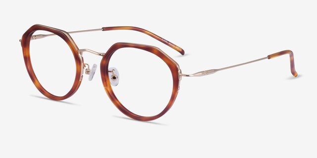 Claire Tortoise  Gold AcetateEyeglass Frames from EyeBuyDirect, Angle View
