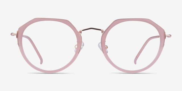 Claire Pink  Rose Gold AcetateEyeglass Frames from EyeBuyDirect, Front View