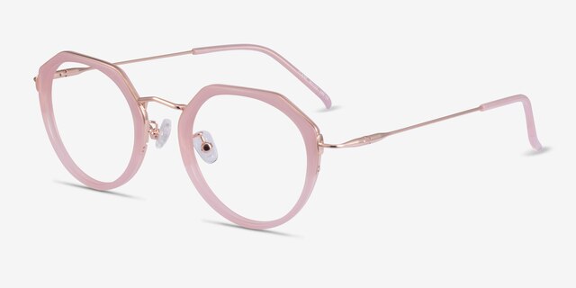 Claire Pink  Rose Gold AcetateEyeglass Frames from EyeBuyDirect, Angle View