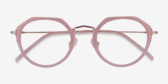 Claire Pink  Rose Gold AcetateEyeglass Frames from EyeBuyDirect, Closed View