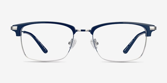 Maxwell Navy Acetate-metalEyeglass Frames from EyeBuyDirect, Front View