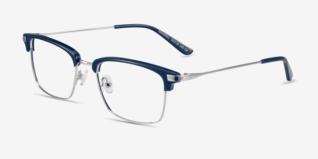 Maxwell Navy Acetate-metalEyeglass Frames from EyeBuyDirect, Angle View
