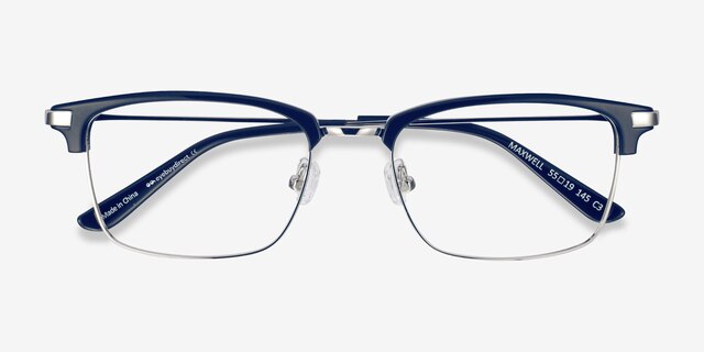 Maxwell Navy Acetate-metalEyeglass Frames from EyeBuyDirect, Closed View