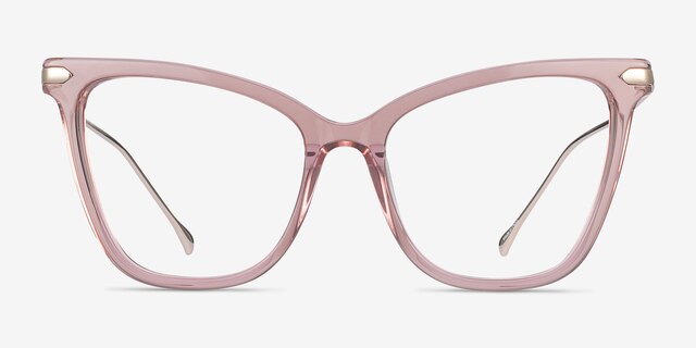 Domy Clear Pink Acetate-metalEyeglass Frames from EyeBuyDirect, Front View