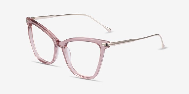 Domy Clear Pink Acetate-metalEyeglass Frames from EyeBuyDirect, Angle View