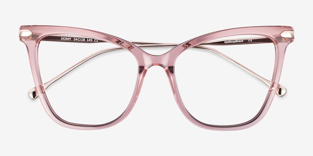 Domy Clear Pink Acetate-metalEyeglass Frames from EyeBuyDirect, Closed View