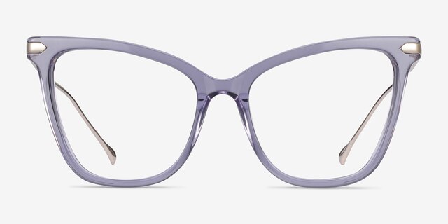 Domy Clear Purple Acetate-metalMontures de lunettes de vue d'EyeBuyDirect, Vue de Face