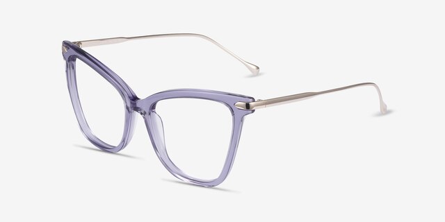 Domy Clear Purple Acetate-metalMontures de lunettes de vue d'EyeBuyDirect, Vue d'Angle