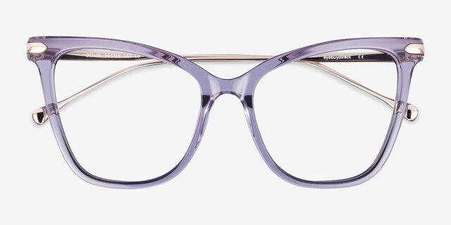 Domy Clear Purple Acetate-metalMontures de lunettes de vue d'EyeBuyDirect, Vue Rapprochée