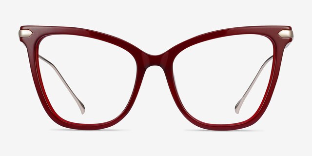 Domy Burgundy Acetate-metalEyeglass Frames from EyeBuyDirect, Front View