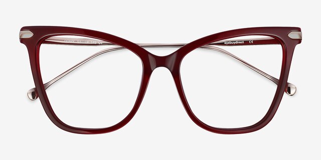 Domy Burgundy Acetate-metalEyeglass Frames from EyeBuyDirect, Closed View