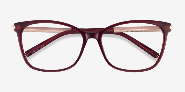Ashley Burgundy Acetate-metalEyeglass Frames from EyeBuyDirect, Closed View
