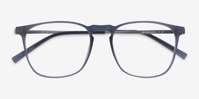 Avery Gris Plastic-metalMontures de lunettes de vue d'EyeBuyDirect, Vue Rapprochée